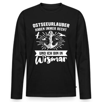 Wismar - Männer Premium Bio Langarmshirt - Schwarz - Vorne - Nico (187cm)