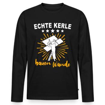 Trockenbauer Trockenbaumonteur Trockenbau - Männer Premium Bio Langarmshirt - Schwarz - Vorne - Nico (187cm)