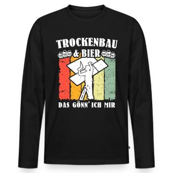 Trockenbauer Trockenbaumonteur Trockenbau - Männer Premium Bio Langarmshirt - Schwarz - Vorne - Nico (187cm)