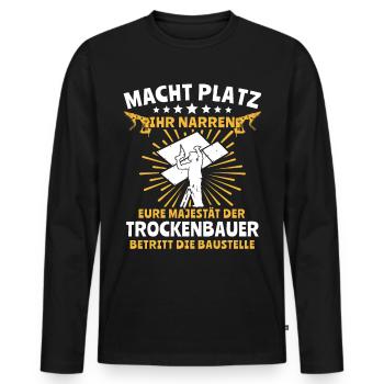 Trockenbauer Trockenbaumonteur Trockenbau - Männer Premium Bio Langarmshirt - Schwarz - Vorne - Nico (187cm)