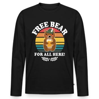 Beer Bear Beer Sayings Boozing Toasts - Men's Premium Organic Long Sleeve Shirt - black - Front - Nico (187cm)
