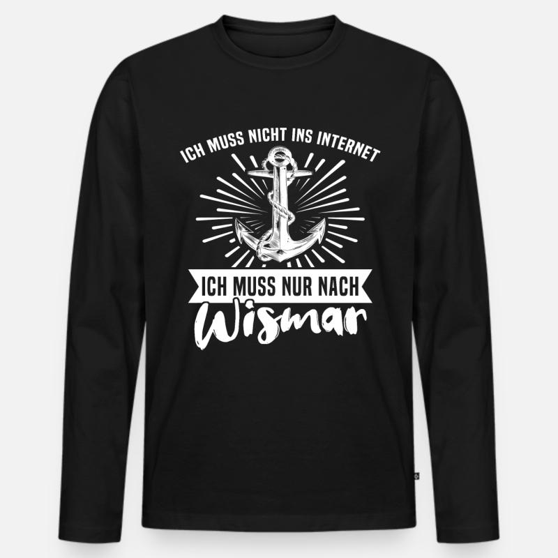 Wismar - Männer Premium Bio Langarmshirt - Schwarz