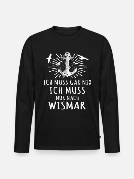Wismar - Männer Premium Bio Langarmshirt - Schwarz
