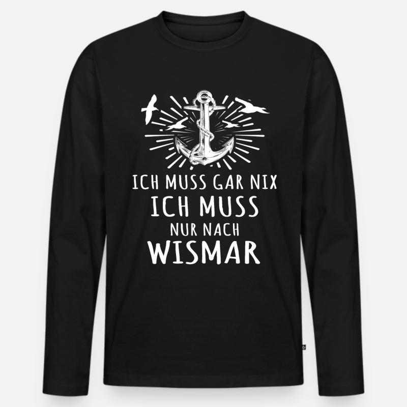 Wismar - Männer Premium Bio Langarmshirt - Schwarz
