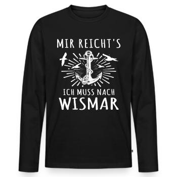 Wismar - Männer Premium Bio Langarmshirt - Schwarz - Vorne - Nico (187cm)
