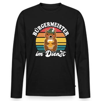 Bürgermeister Bär Bier Buergermeister - Männer Premium Bio Langarmshirt - Schwarz - Vorne - Nico (187cm)