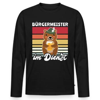 Bürgermeister Bär Bier Buergermeister - Männer Premium Bio Langarmshirt - Schwarz - Vorne - Nico (187cm)