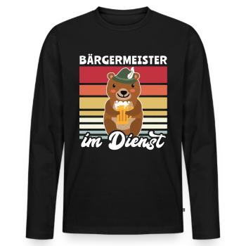 Bürgermeister Bär Bier Buergermeister - Männer Premium Bio Langarmshirt - Schwarz - Vorne - Nico (187cm)