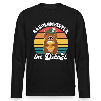 Bürgermeister Bär Bier Buergermeister - Männer Premium Bio Langarmshirt - Schwarz - Vorne - Nico (187cm)