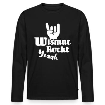 Stadt Wismar Sprüche Wismarer - Männer Premium Bio Langarmshirt - Schwarz - Vorne - Nico (187cm)