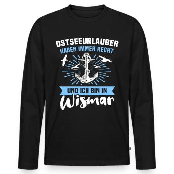 Stadt Wismar Sprüche Wismarer - Männer Premium Bio Langarmshirt - Schwarz - Vorne - Nico (187cm)