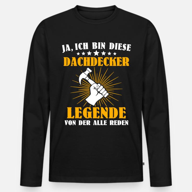 Dachdecker Beruf Dachdecken - Männer Premium Bio Langarmshirt - Schwarz