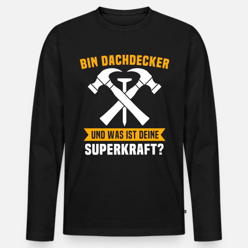 Dachdecker Beruf Dachdecken - Männer Premium Bio Langarmshirt - Schwarz