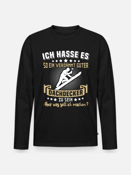Dachdecker Beruf Dachdecken - Männer Premium Bio Langarmshirt - Schwarz