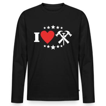 Couvreur Amour J’aime Toiture - T-shirt manches longues Premium bio Homme - noir - Devant - Nico (187cm)