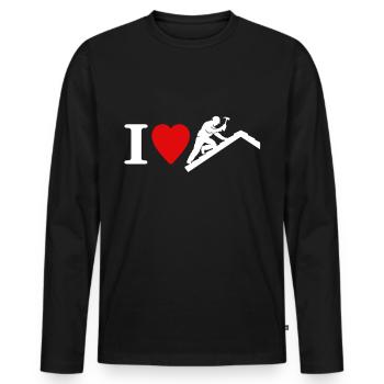 Couvreur Amour J’aime Toiture - T-shirt manches longues Premium bio Homme - noir - Devant - Nico (187cm)