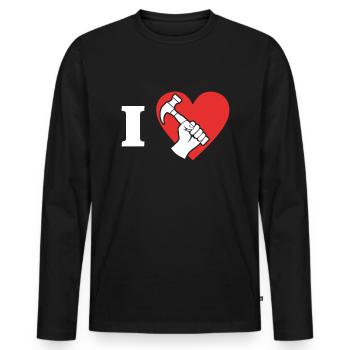 Couvreur Amour J’aime Toiture - T-shirt manches longues Premium bio Homme - noir - Devant - Nico (187cm)