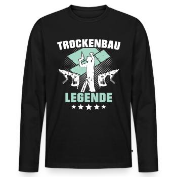 Trockenbauer Trockenbaumonteur Trockenbau - Männer Premium Bio Langarmshirt - Schwarz - Vorne - Nico (187cm)