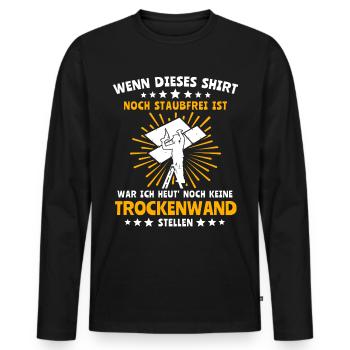 Trockenbauer Trockenbaumonteur Trockenbau - Männer Premium Bio Langarmshirt - Schwarz - Vorne - Nico (187cm)