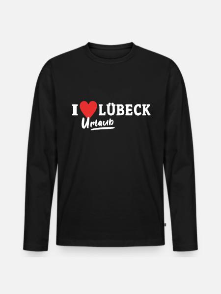 I Love Lübeck Liebe - Männer Premium Bio Langarmshirt - Schwarz
