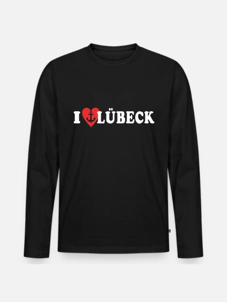 J’aime Lübeck Liebe - T-shirt manches longues Premium bio Homme - noir