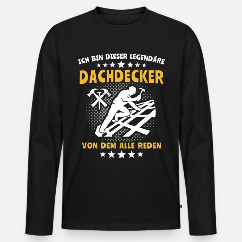 Dachdecker Handwerker Dachdecken - Männer Premium Bio Langarmshirt - Schwarz