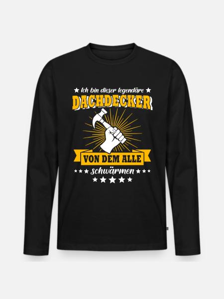 Dachdecker Handwerker Dachdecken - Männer Premium Bio Langarmshirt - Schwarz