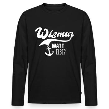 Wismar Ostsee Wismarer Urlaub - Männer Premium Bio Langarmshirt - Schwarz - Vorne - Nico (187cm)