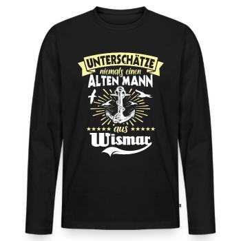 Wismar Ostsee Wismarer Urlaub - Männer Premium Bio Langarmshirt - Schwarz - Vorne - Nico (187cm)