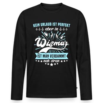 Wismar Ostsee Wismarer Urlaub - Männer Premium Bio Langarmshirt - Schwarz - Vorne - Nico (187cm)