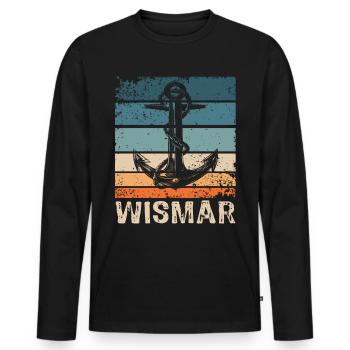 Wismar Ostsee Wismarer Urlaub - Männer Premium Bio Langarmshirt - Schwarz - Vorne - Nico (187cm)