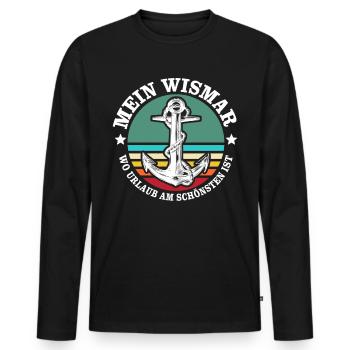 Wismar Ostsee Wismarer Urlaub - Männer Premium Bio Langarmshirt - Schwarz - Vorne - Nico (187cm)