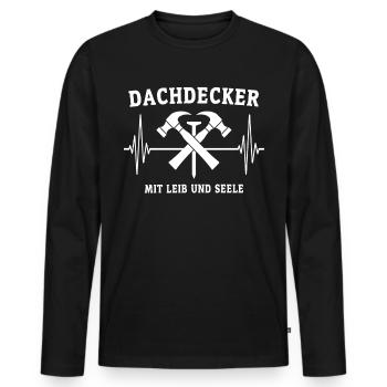 Dachdecker EKG Dachdecken Herzlinie - Männer Premium Bio Langarmshirt - Schwarz - Vorne - Nico (187cm)