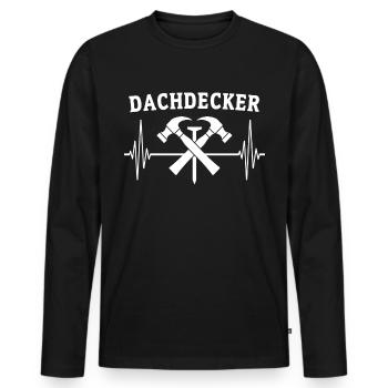 Dachdecker EKG Dachdecken Herzlinie - Männer Premium Bio Langarmshirt - Schwarz - Vorne - Nico (187cm)