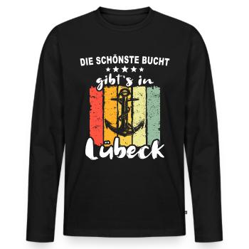 Lübeck Sprüche Hansestadt Luebeck - Männer Premium Bio Langarmshirt - Schwarz - Vorne - Nico (187cm)