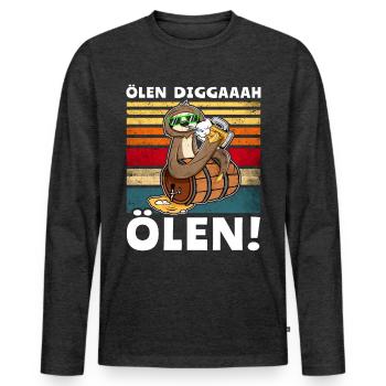 Löten Digga Bier Trinksprüche Saufshirt - Männer Premium Bio Langarmshirt - Anthrazit meliert - Vorne - Nico (187cm)