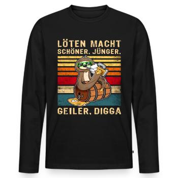 Löten Schöner Jünger Geiler Digga Bier Faultier - Männer Premium Bio Langarmshirt - Schwarz - Vorne - Nico (187cm)