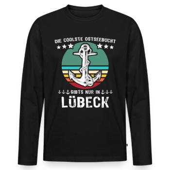 Lübeck Hansestadt Luebeck - Männer Premium Bio Langarmshirt - Schwarz - Vorne - Nico (187cm)