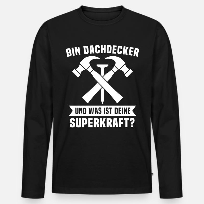Dachdecker - Männer Premium Bio Langarmshirt - Schwarz