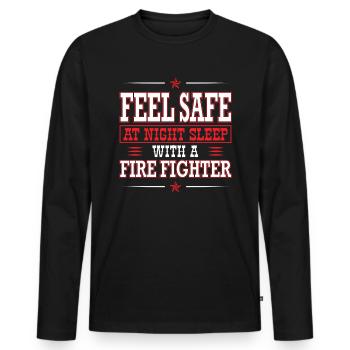 Feel safe at night with Firefighter - Men's Premium Organic Long Sleeve Shirt - black - Front - Nico (187cm)