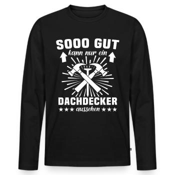 Dachdecker Dachdecken - Männer Premium Bio Langarmshirt - Schwarz - Vorne - Nico (187cm)
