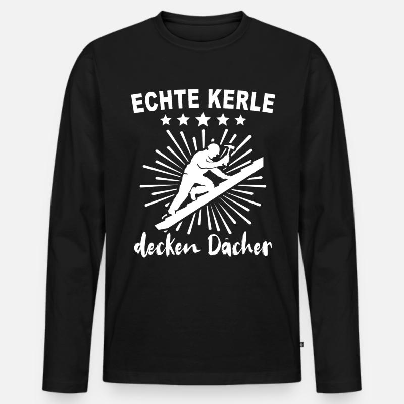 Dachdecker Dachdecken - Männer Premium Bio Langarmshirt - Schwarz