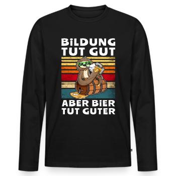 Bier Biersprüche Faultier Saufshirt - Männer Premium Bio Langarmshirt - Schwarz - Vorne - Nico (187cm)