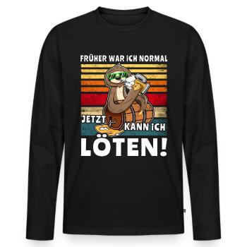 Bier Biersprüche Faultier Saufshirt - Männer Premium Bio Langarmshirt - Schwarz - Vorne - Nico (187cm)