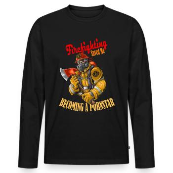 Firefighting saved me - Men's Premium Organic Long Sleeve Shirt - black - Front - Nico (187cm)
