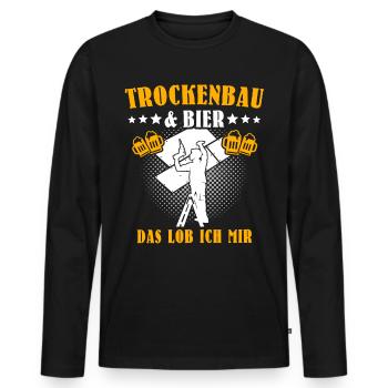 Trockenbauer Trockenbaumonteur Trockenbau - Männer Premium Bio Langarmshirt - Schwarz - Vorne - Nico (187cm)