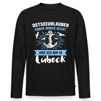 Lübeck Ostsee Lübecker Sprüche - Männer Premium Bio Langarmshirt - Schwarz - Vorne - Nico (187cm)