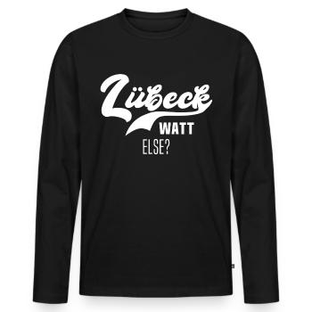 Lübeck Ostsee Lübecker Sprüche - Männer Premium Bio Langarmshirt - Schwarz - Vorne - Nico (187cm)