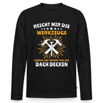 Dachdecker Handwerker Dachdecken - Männer Premium Bio Langarmshirt - Schwarz - Vorne - Nico (187cm)