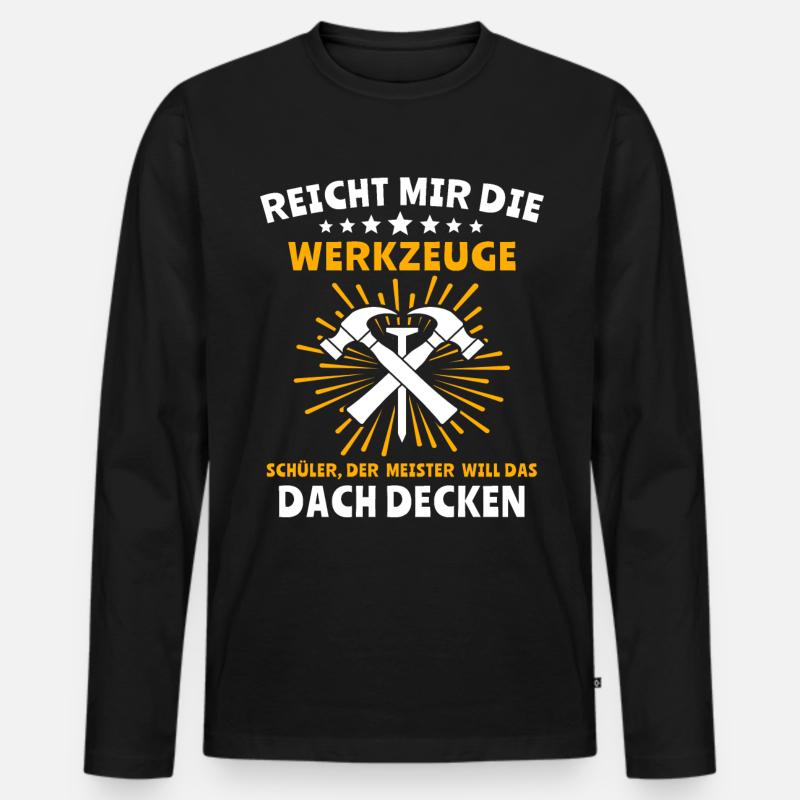 Dachdecker Handwerker Dachdecken - Männer Premium Bio Langarmshirt - Schwarz